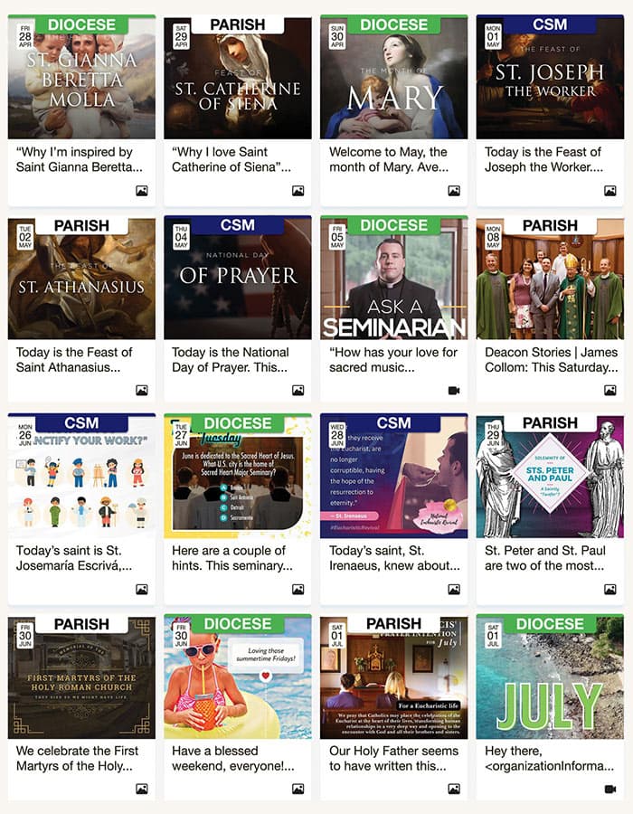 Screenshot: Manage your parish’s social media